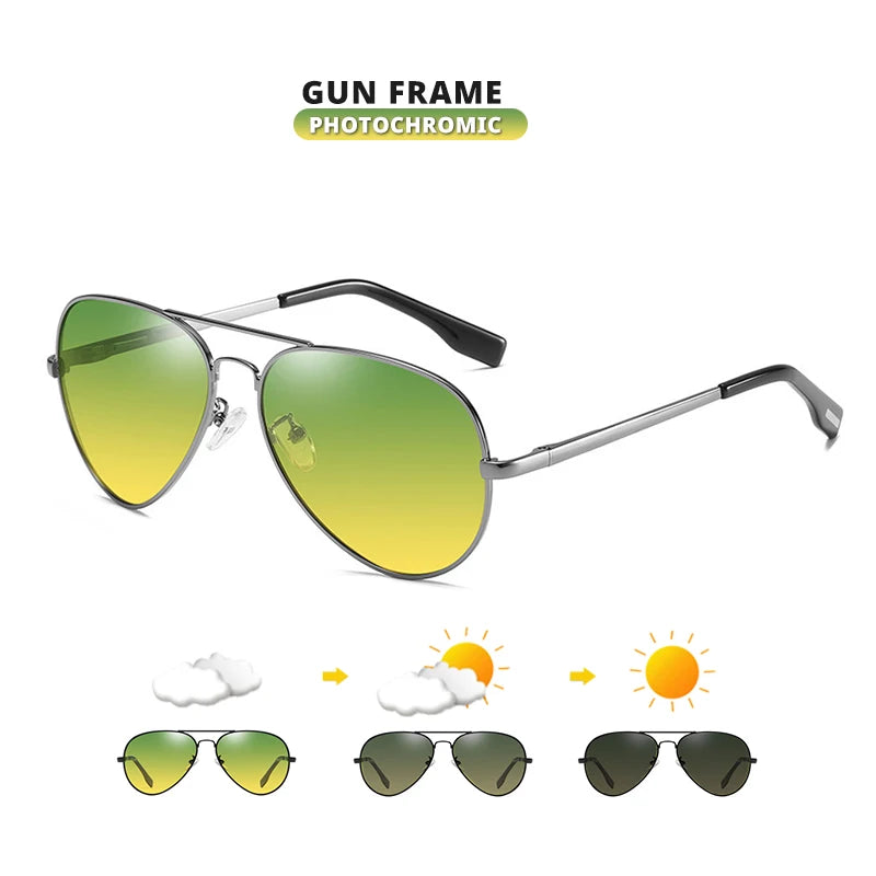 Top Brand Pilot Photochromic  Sunglasses Men Polarized Day Night Driving Glasses Women Chameleon Goggles Unisex sonnenbrille