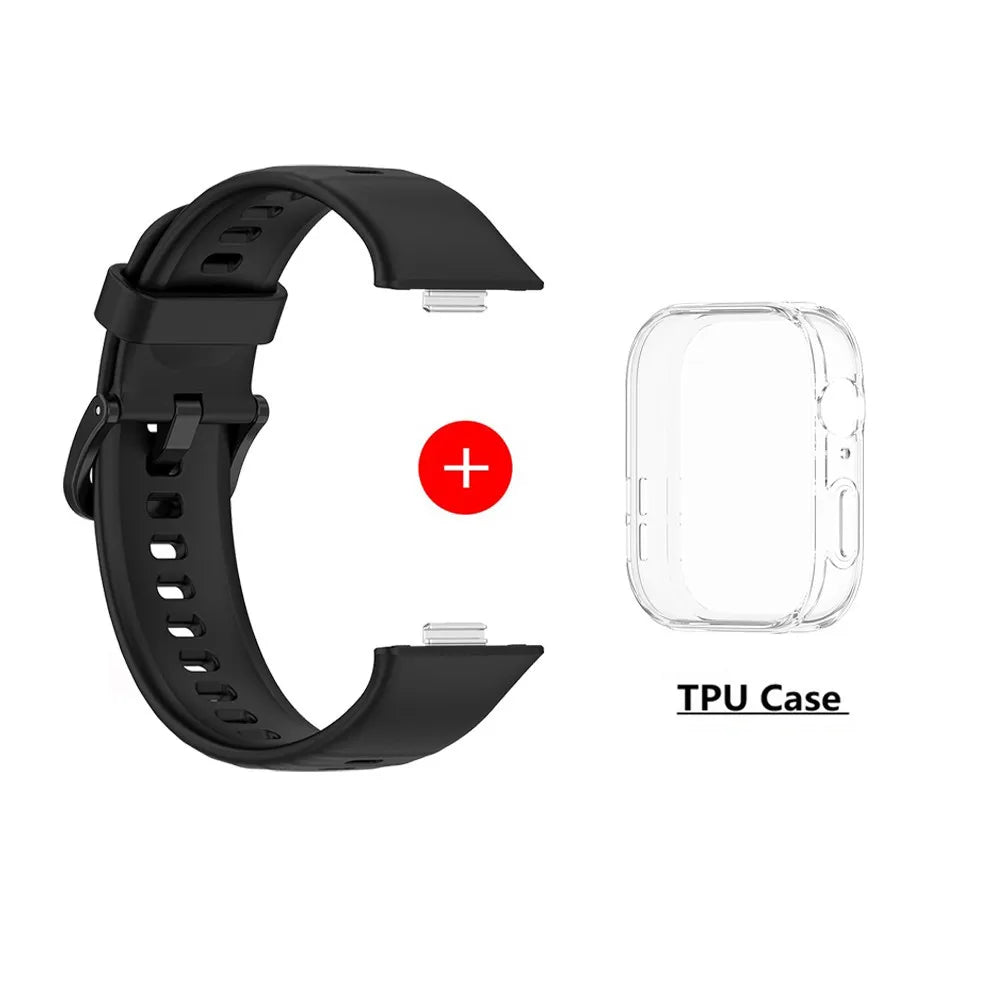 Silicone Watch Strap For Huawei Watch Fit 3 Strap Replacement Band For Huawei Watch Fit3 Strap With Case Screen Protector