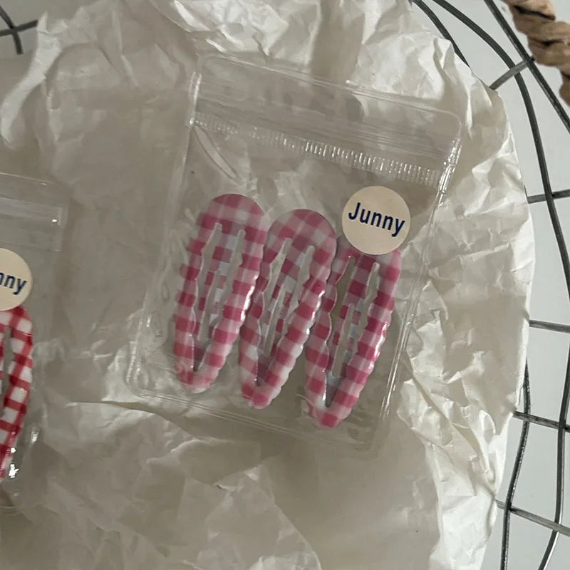 College Style Colored Plaid Water Drops BB Clip Suit Cute Young Student Female Broken Hair Fringe Hairpin New