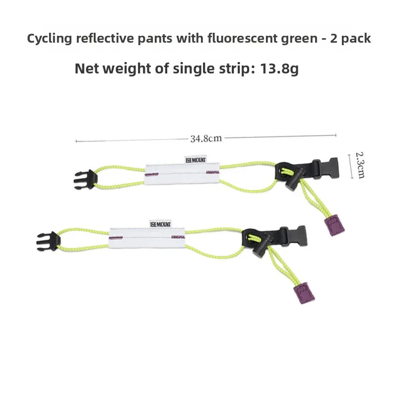 Reflective Elastic Leg Straps Anti-Slip Night Running Cycling Pant Binding Ties with Storage Buckle for Outdoor Activities