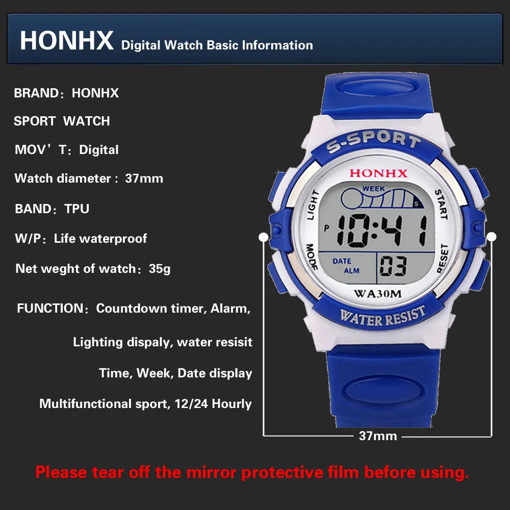 Waterproof Children Boys Digital LED Sports Watch Kids Alarm Date Watch Gift Children Casual Watches Bracelet