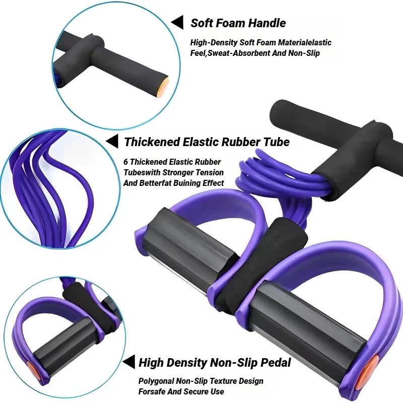 C Four-Tube Pedal Tensioner Multi-Functional Household Fitness Equipment Yoga Abdominal Strengthening Elastic Band Tension Rope