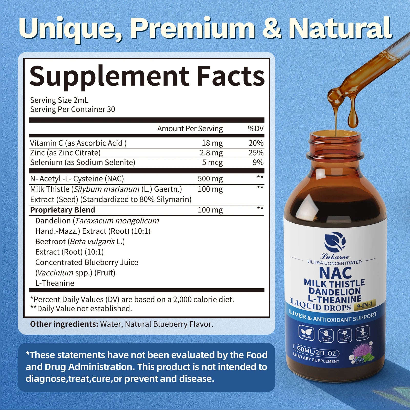 N-Acetyl-L-Cysteine NAC Supplement with Milk Thistle,Selenium for Liver & Kidney Support,Lung,Antioxidants & Immune Support