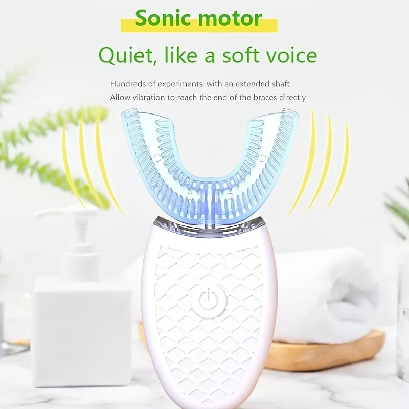 Portable U-shaped electronic silicone toothbrush