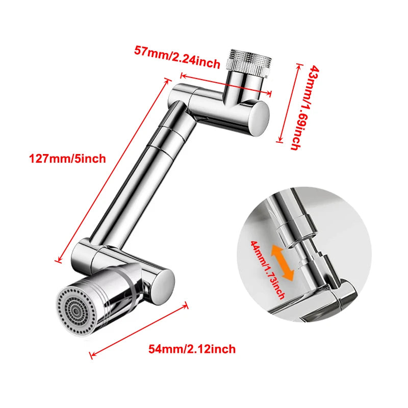 1440° Scalable Metal Faucet Aerator Splash-Proof Bathroom Tap Bubbler Filter Nozzle Water Saving Extender for Kitchen