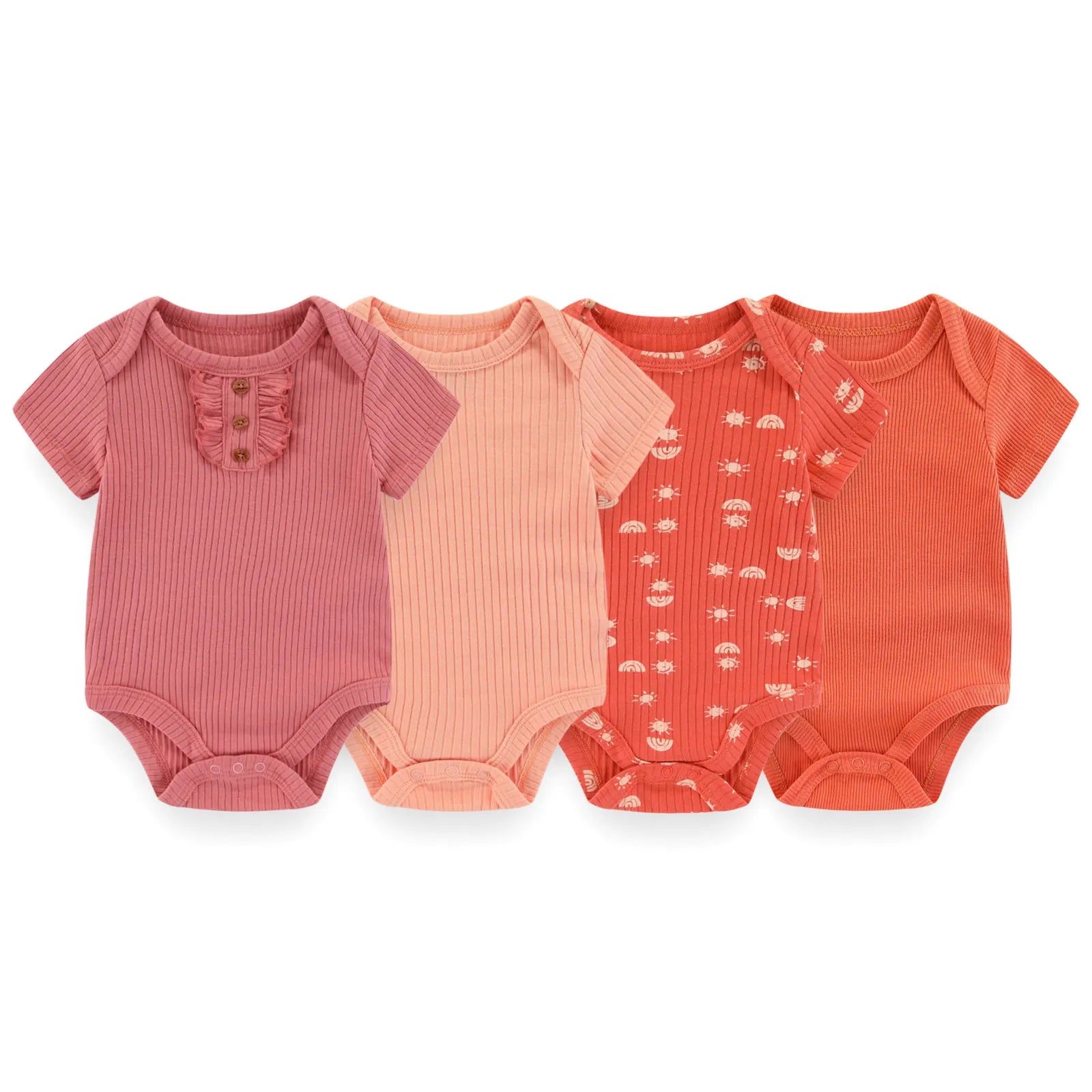 Kiddiezoom 3/4 Pcs/Lot Four Seasons Unisex Cartoon Newborn Boy Girl Bodysuits Soft Cute Infant Onesies Clothes Baby Shower Gift