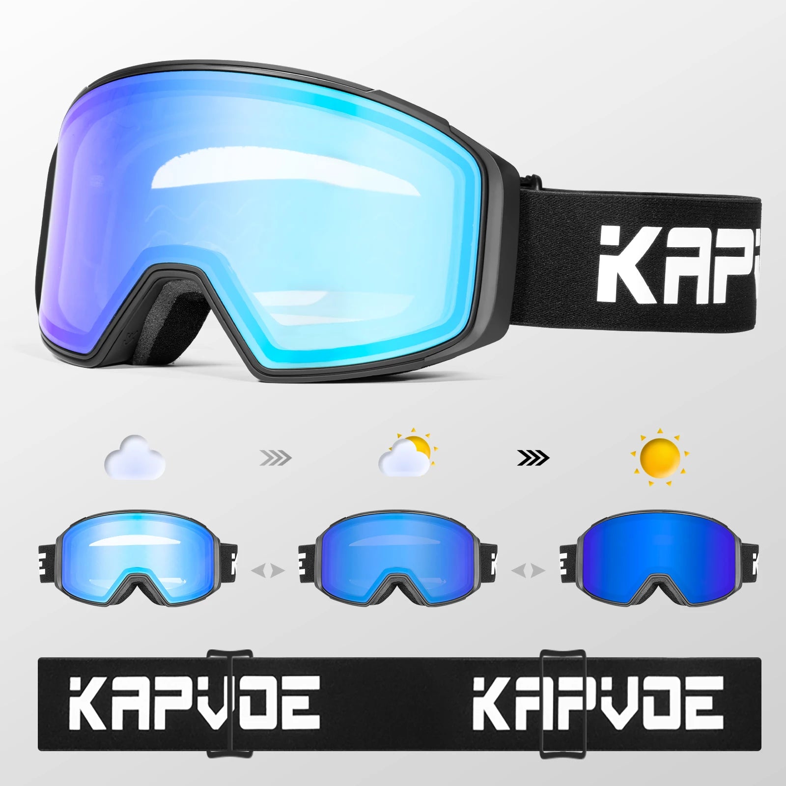 KAPVOE Ski Goggles Double Magnet adsorpt Layers UV400 Anti-fog Ski Glasses Snow Snowboard Glasses Snowmobile Eyewear