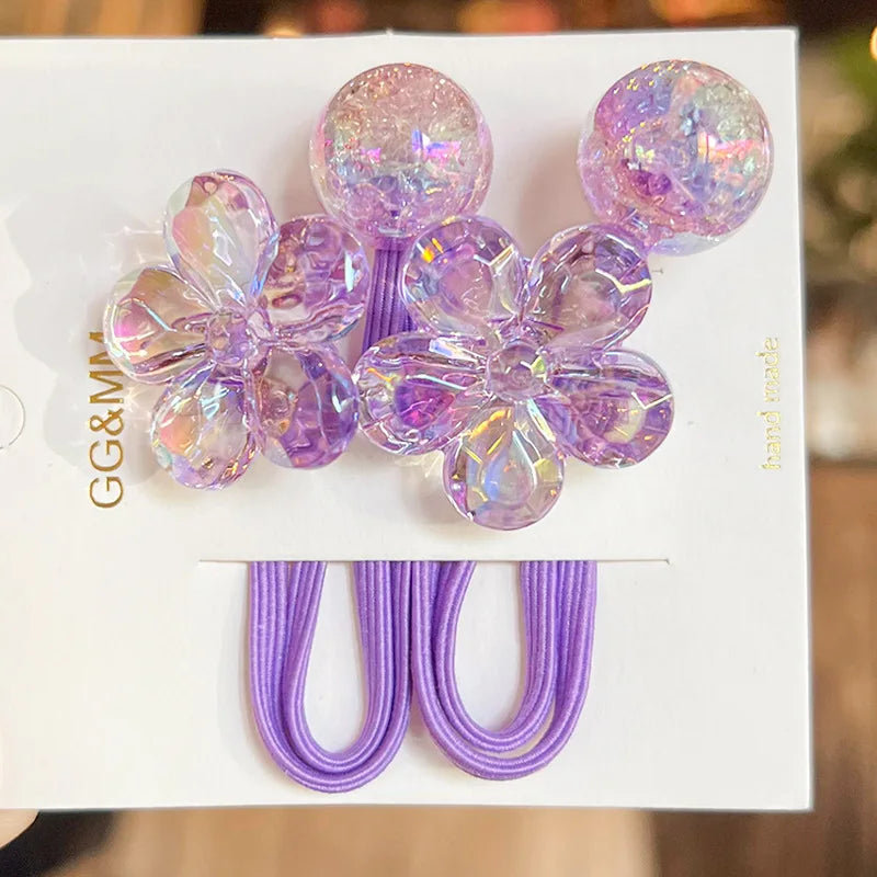 2PCS New Lovely Colored Camellia Girls Kids Elastic Hair Bands Princess Hair Accessories Children Hair Ties Baby Headwear