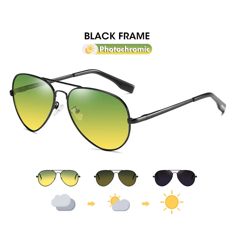 Photochromic Sunglasses Men Polarized Aviation Day Night Vision Glasses for Driving Women Anti-UV Goggle oculos de sol masculino