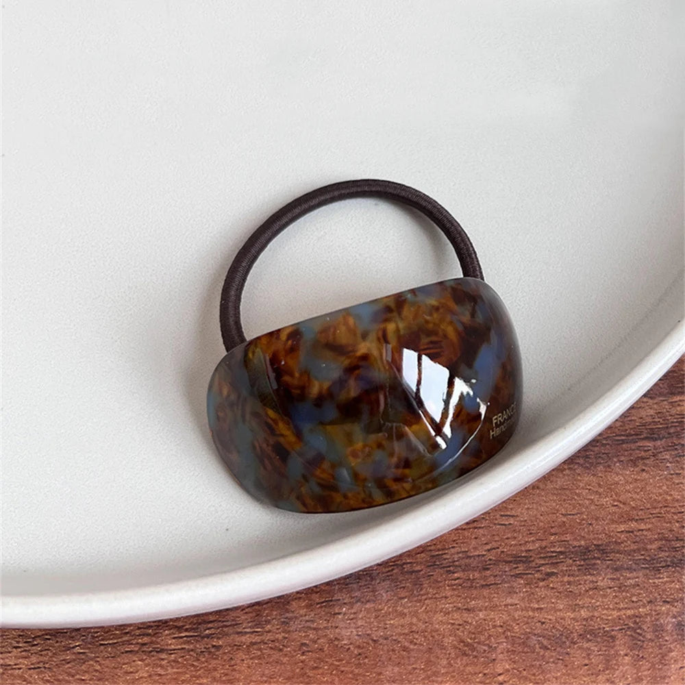 Simple Oval Acetate Hair Rope Daily Commuter Hair Tie Elastic Ponytail Rubber Band for Women Hair Ring Hair Accessories