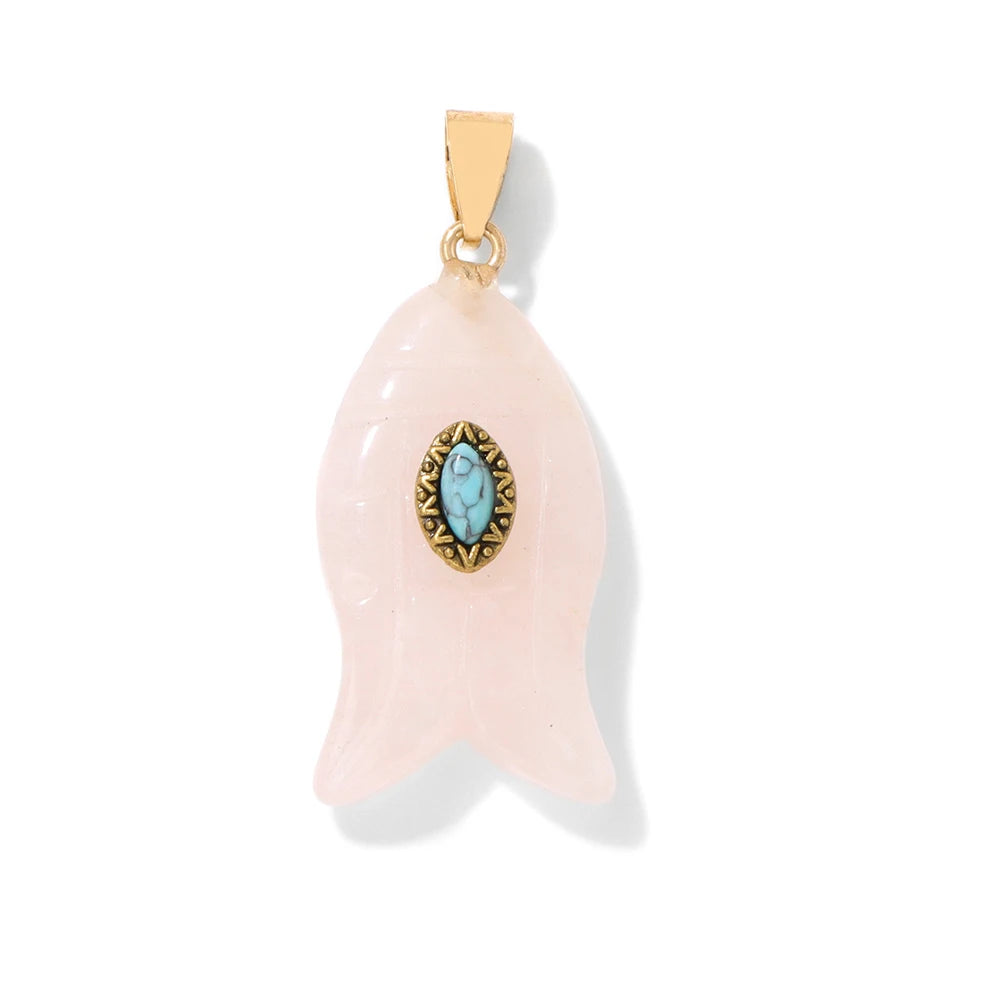 Fatima Hamsa Hand Evil Eye Pendant Lapis Lazuli Amethysts Rose Quart Natural Stone Charm For Making Necklace Bracelet Accessorie