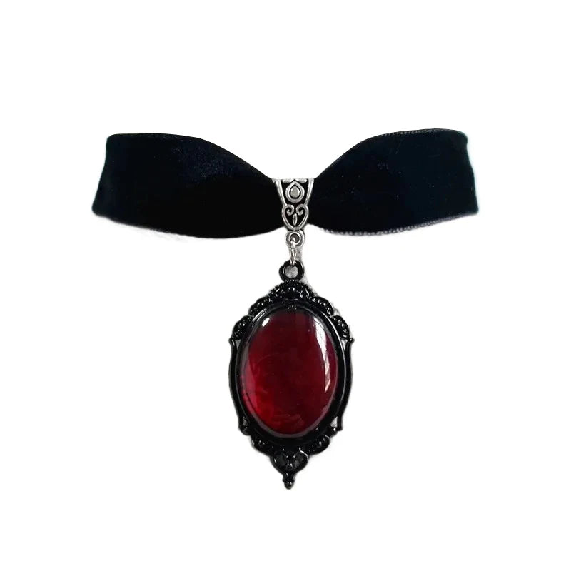 Gothic Vampire Cameo Pendant Choker Velvet Necklace for Women Fashion Pagan Witchcraft Jewelry Female Gifts Creative Punk Choker