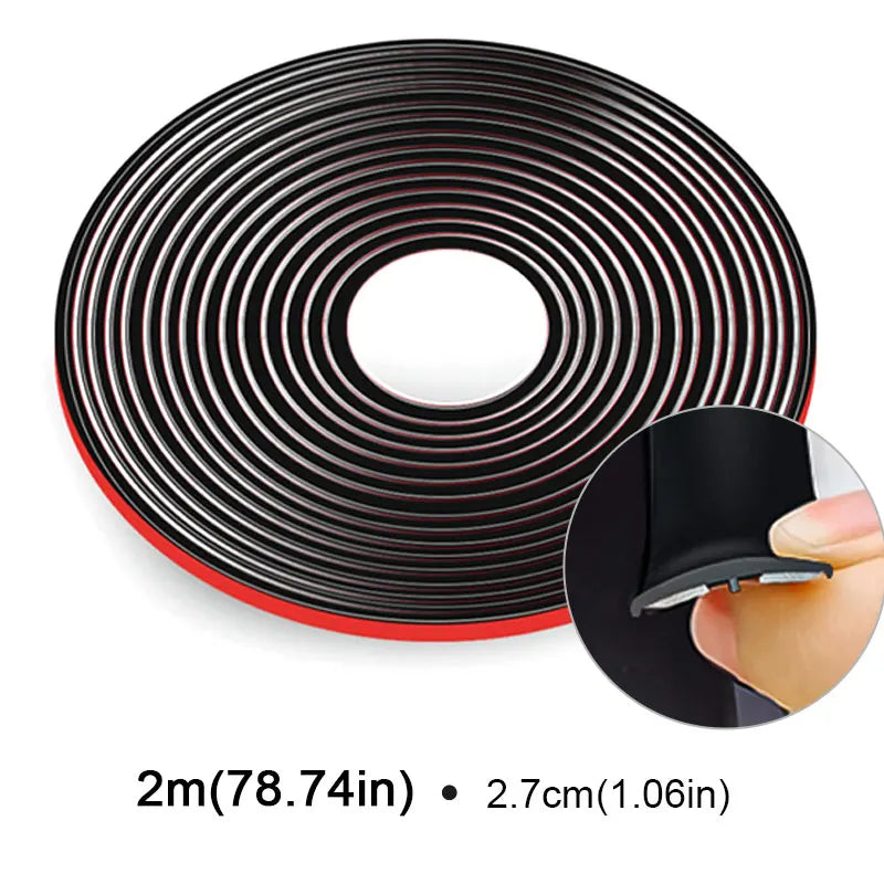 SEAMETAL 2/8M Car Rubber Seal Strips Auto Windshield Roof Rubber Sealing Strip Noise Insulation Car Accessories 14/19/27/30/35mm