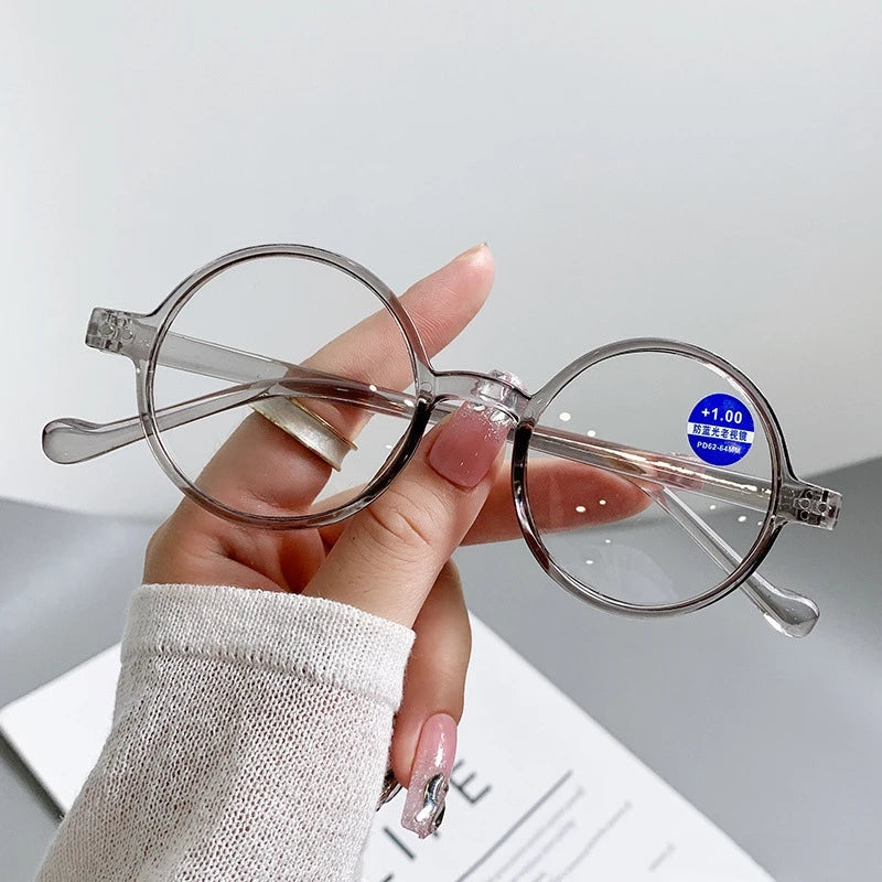 Round Reading Glasses Ultralight Small Frame Presbyopic Eyeglasses Blocking Blue Light Hyperopia Eyewear +1.0..+4.0 Gafas