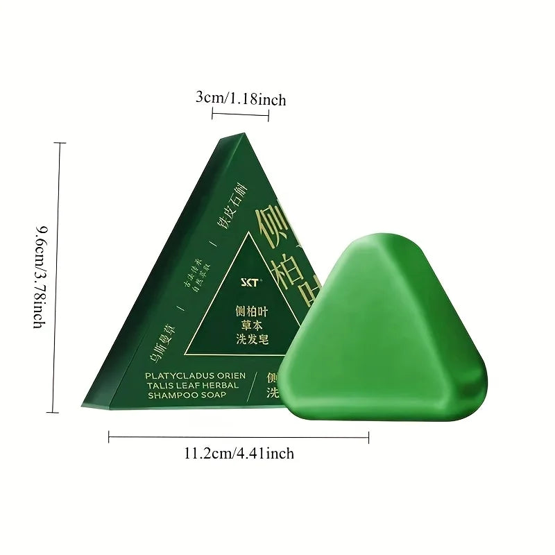 Cypress Leaf Usman Grass Shampoo Soap, Rich in Extracts of Ginseng, Side Cypress Leaves and Other Herbs, Gently Cleanses Hair