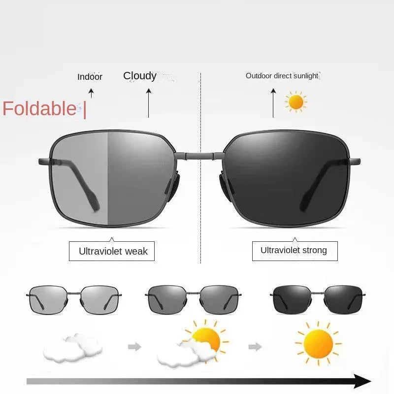 2023 New High-quality Fashion Foldable Polarized Sunglasses Men Women Vintage Portable Folding Metal Frame Sun Glasses UV400