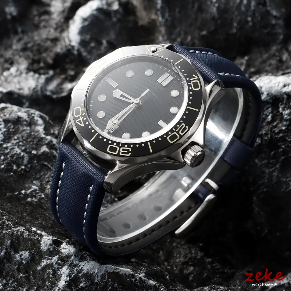 Nylon Canvas Watch Strap 18/19/20/21/22mm for Omega for Blancpain Sailcloth Waterproof Band Quick Release Leather Wrist Bracelet