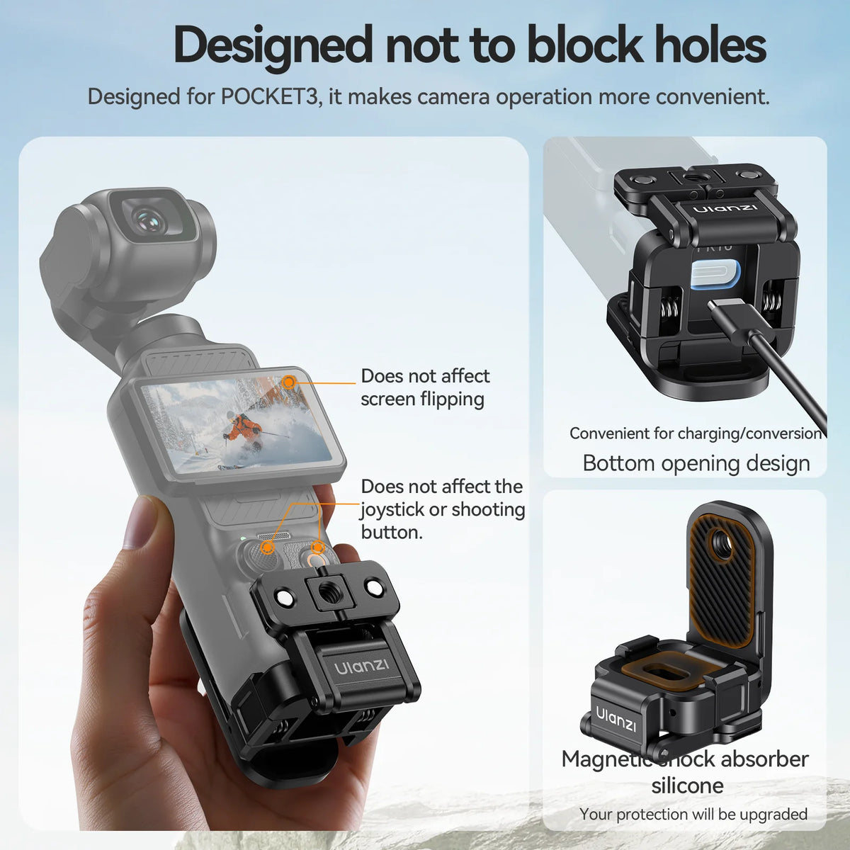 Ulanzi PK16 Pocket3 Magnetic Mount for DJI Osmo Pocket4 3 Quick Release Adapter Frame Holder Outdoor Travel Vlogging Accessories