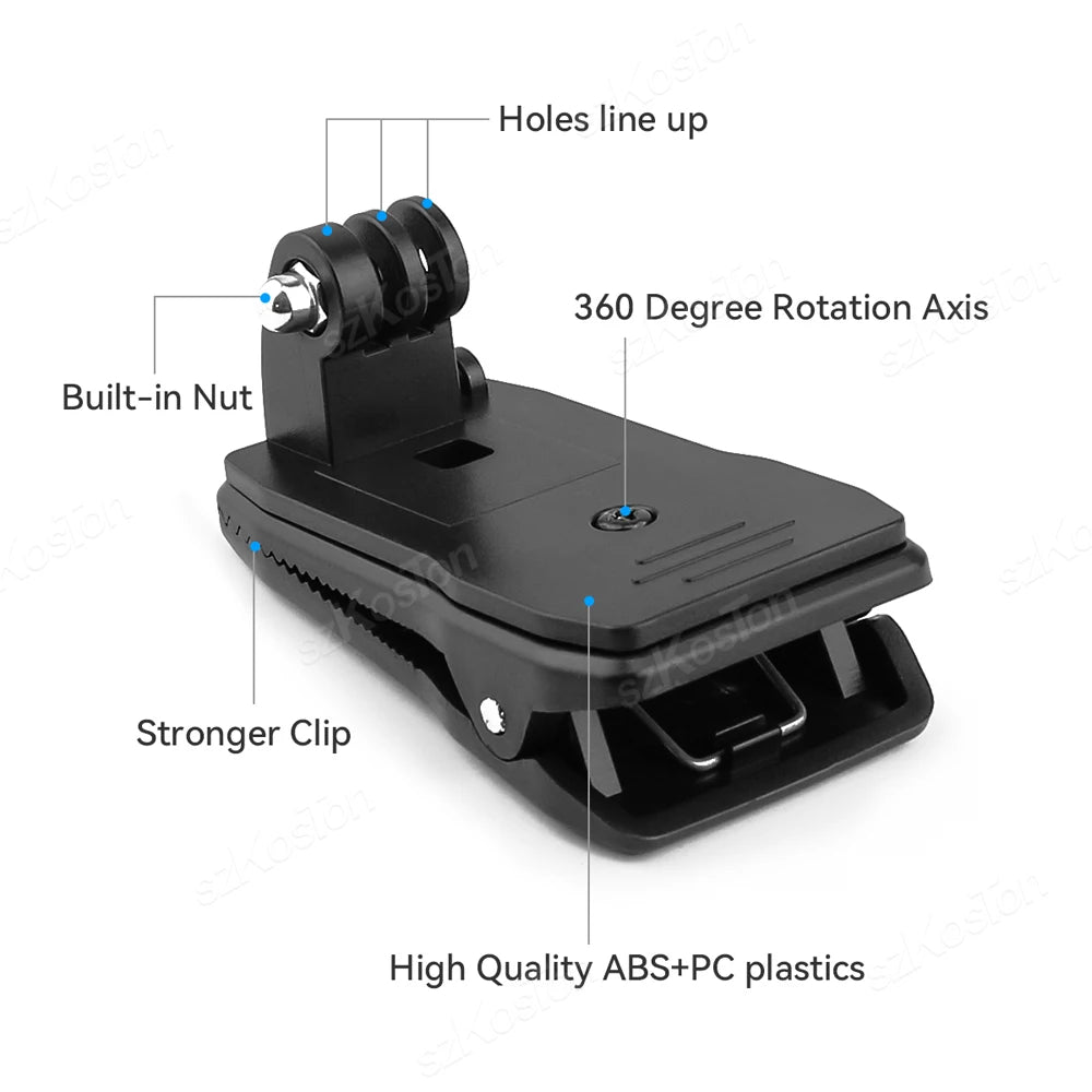 Backpack Strap Clip 360 Degree Rotation Hat Belt Clamp Mount For DJI Osmo Pocket 3 4 4 Pro Action Camera Accessories