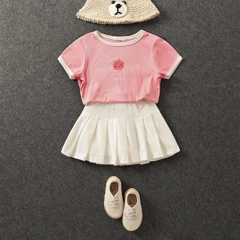 Girls' New All-Match Pleated Culottes Medium And Small Children'S Summer Skirt With Inner Safety Pants Student Uniform Skirts