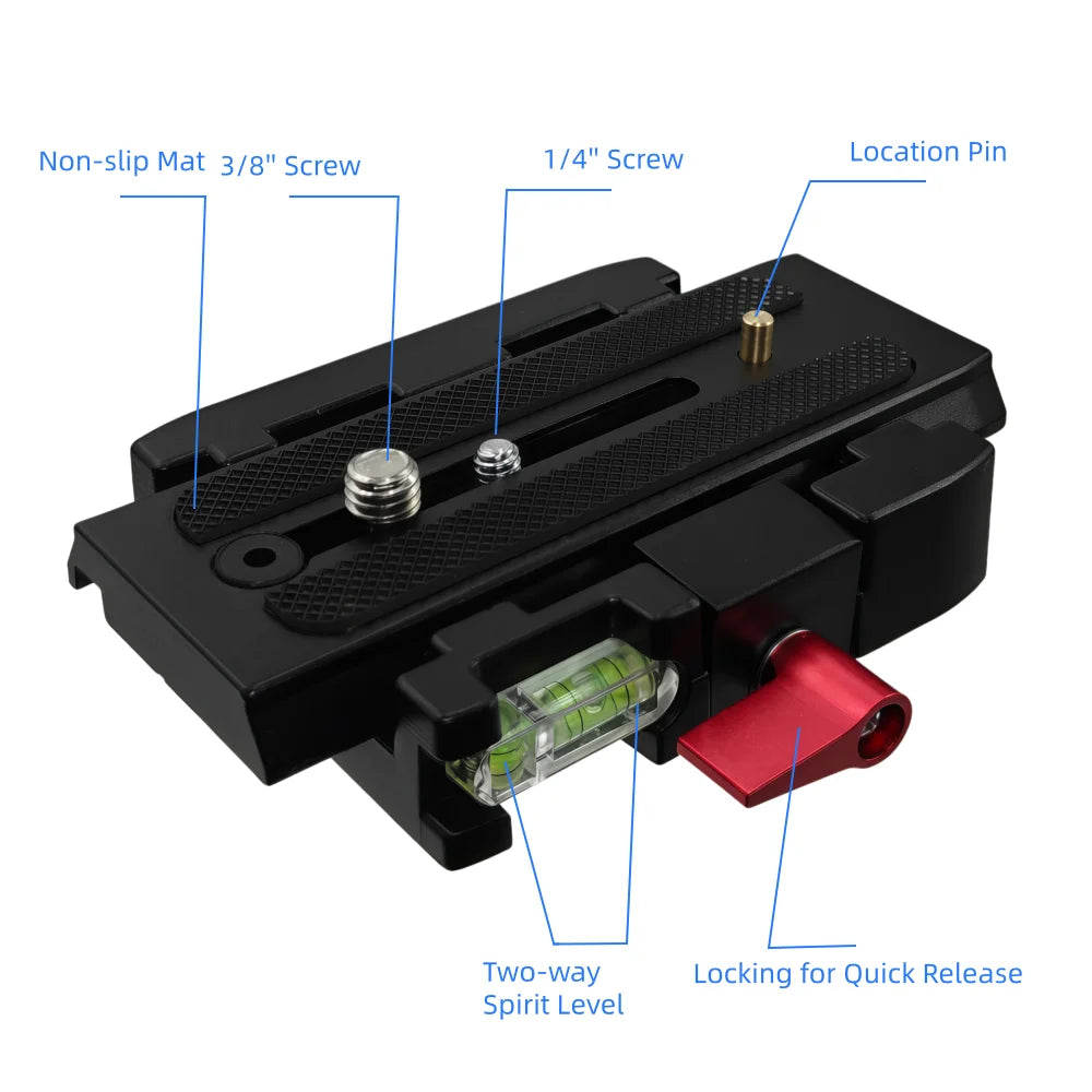 Quick Release Clamp Adapter For DSLR Camera Camcorder Tripod Monopod Aluminum Alloy Plate Connect Mount 1/4'' 3/8'' Screw Hole