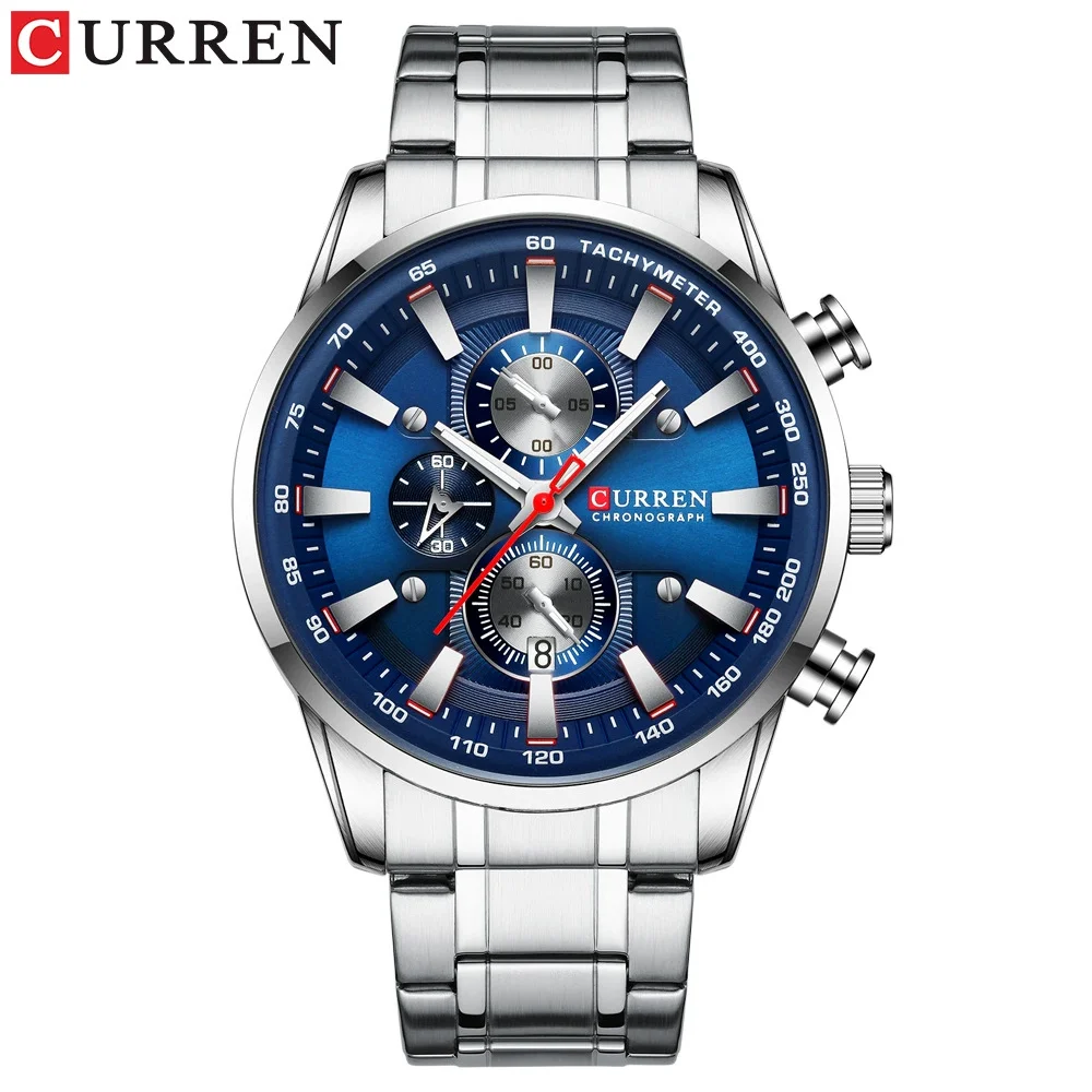 Men six-pin multifunctional quartz watch Waterproof round calendar wristwatch Sport Waterproof Wrist Chronograph Date Watches