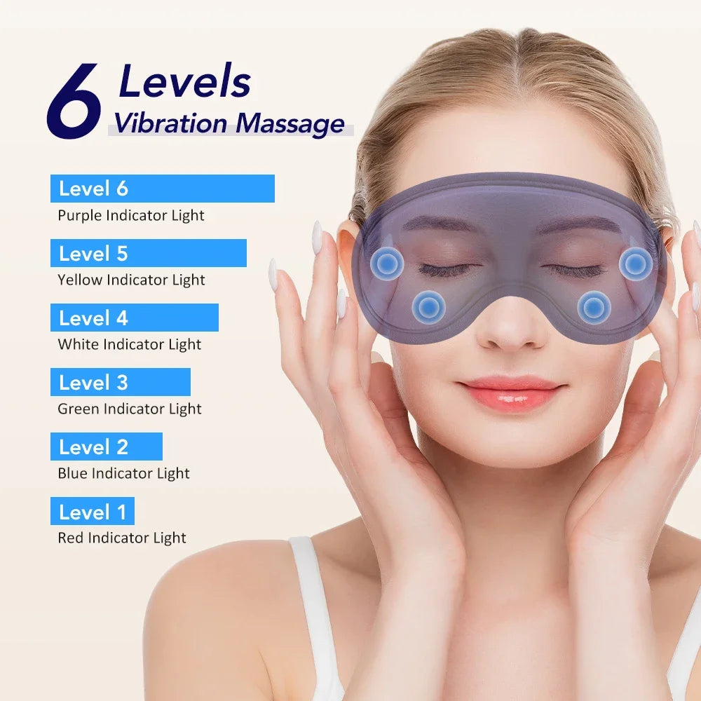 Heated Eye Massager Steam Mask 3D Vibration Hot Compress Timer Light Blocking Sleep Spa Relieve Fatigue Dark Circles Eye Care