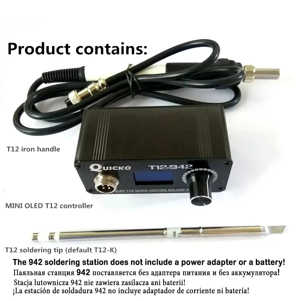 T12-942 OLED MINI soldering station Digital electronic welding iron DC Version Portable without power supply QUICKO