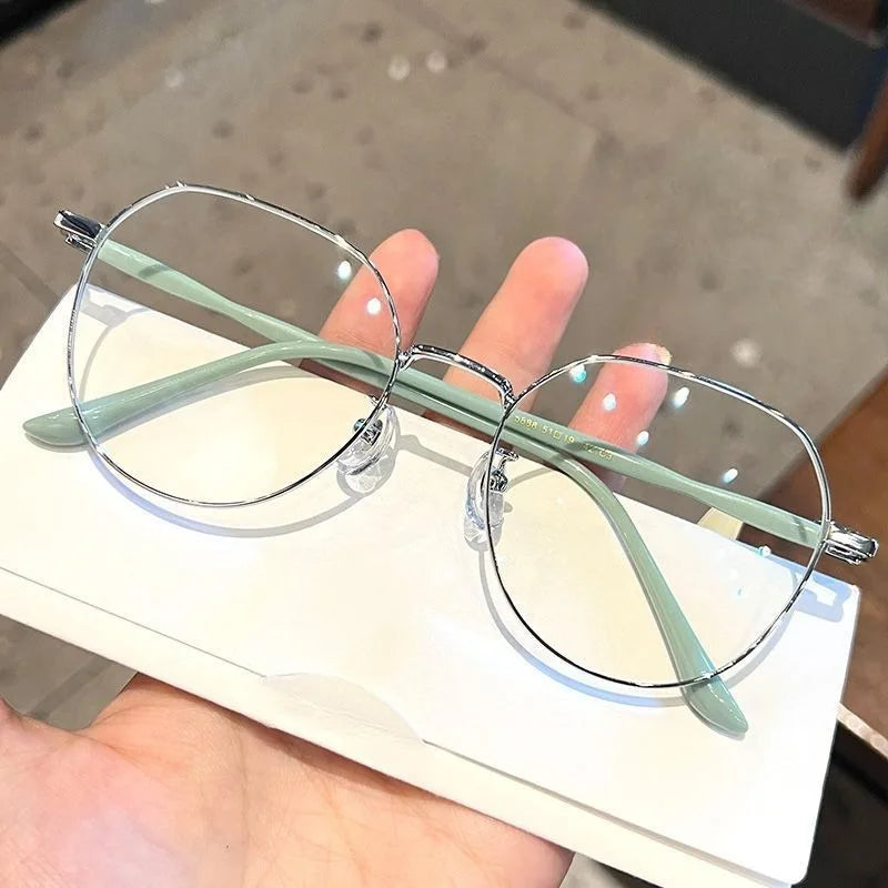 Korean Fashion Metal Frame Eyeglasses Anti Blue Light/Radiation Glasses for Women for Student