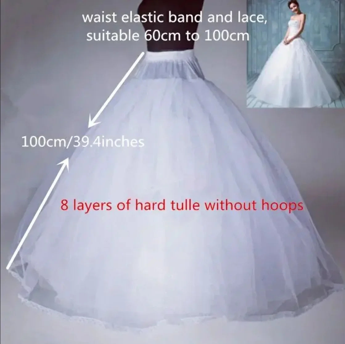 New Arrival 3Hopps Ball Gown Petticoat Underskirt Wedding Bridal Dress Jupon Mariage Halka Rockabilly With Tulle