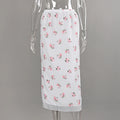 Linad Vintage Loose Print Long Skirts Woman 2026 Street Chic Mesh High Waist Straight Skirts Summer Casual Bows Skirt Female