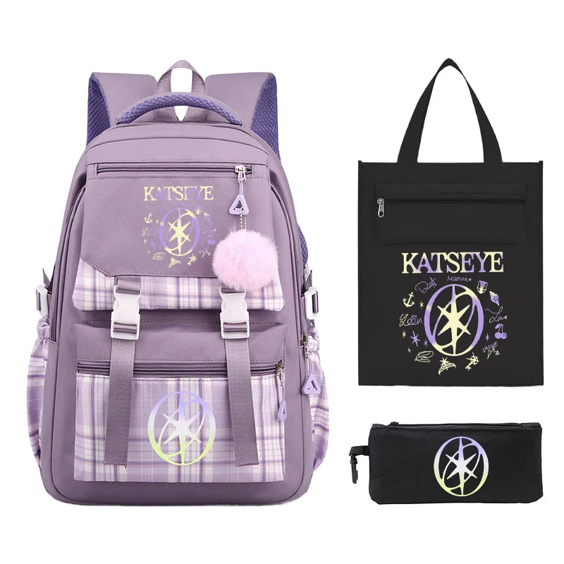 Kpop Group Katseye Backpack Set Teen Girls Back To School Gifts Korean Ulzzang Katseye Women Travel Bagpack Suit