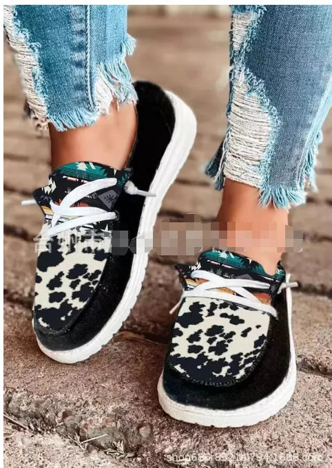 2022 Cow Print Canvas Shoes Men Low Animal Printed Men Casual Vulcanized Shoes Fashion Streetwear Man Skateboard Shoes