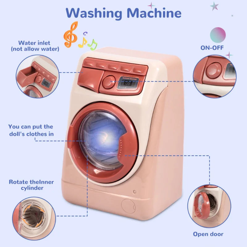 Kitchen Appliances Toy Kids Kitchen Accessories Pretend Play Set with Blender Coffee Maker Mixer with Sounds & Light