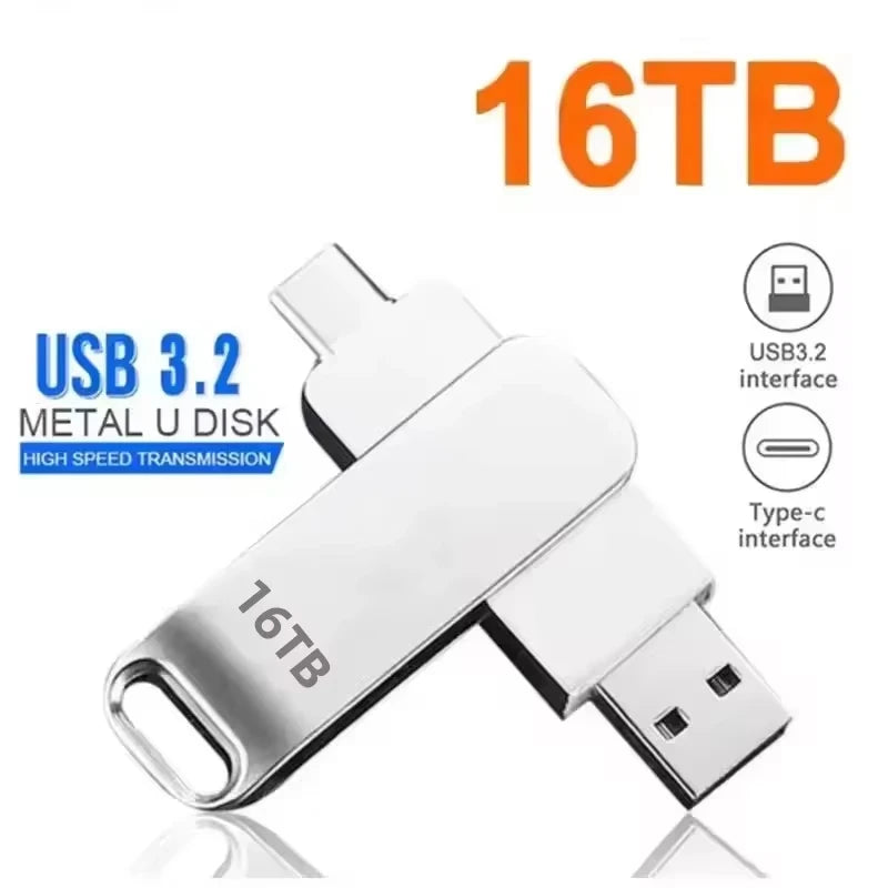 DIXSG For Xiaomi 16TB Flash Drives USB 3.2  U Disk 2TB High Speed Metal Pendrive WaterProof Type-C Memoria USB Stick USB Drives