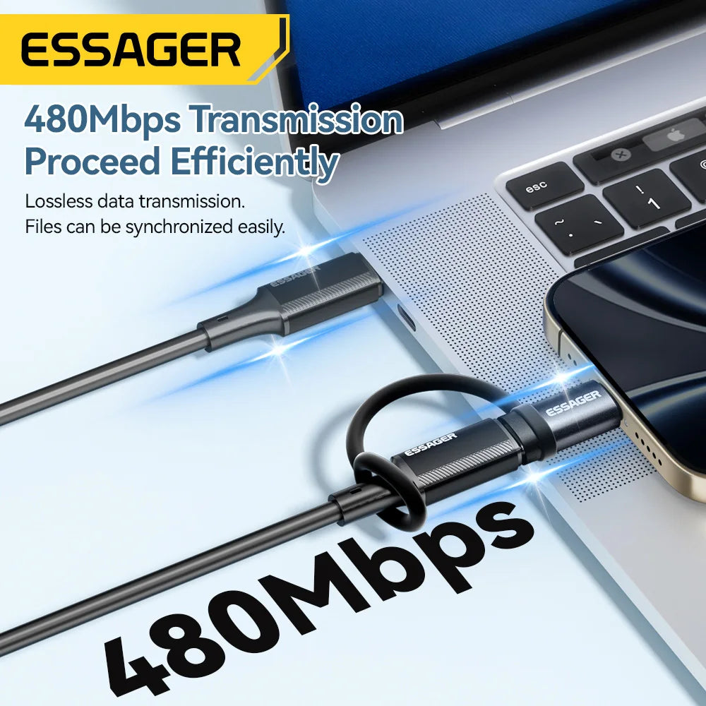 Essager Lighting To Type C Adapter Fast Charging IP Female to USB C Male Connector For iPhone 15 14 13 12 11 Pro IPad Converter