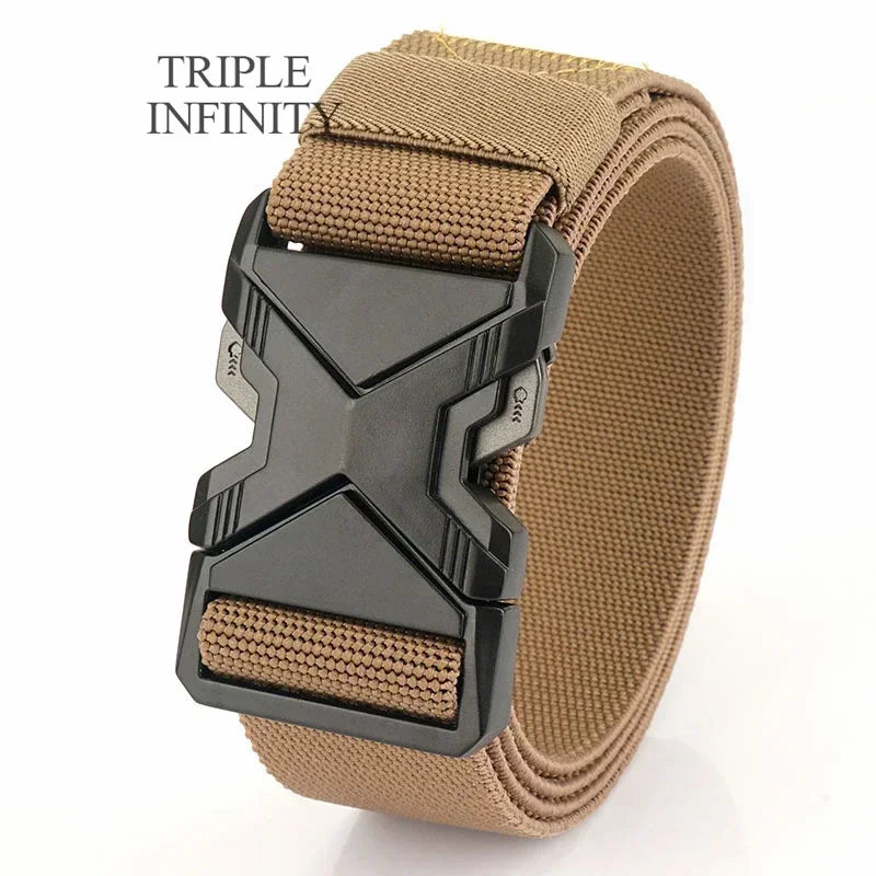 New Quick Release Metal Pluggable Buckle Tactical Belt Breathable Elastic Military Belts For Men Stretch Pants Waistband Hunting