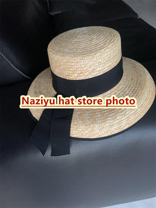 01904-jiejia201901 dropshipping handmade straw  new summer Hepburn style flat  lady sun cap women leisure holiday beach hat