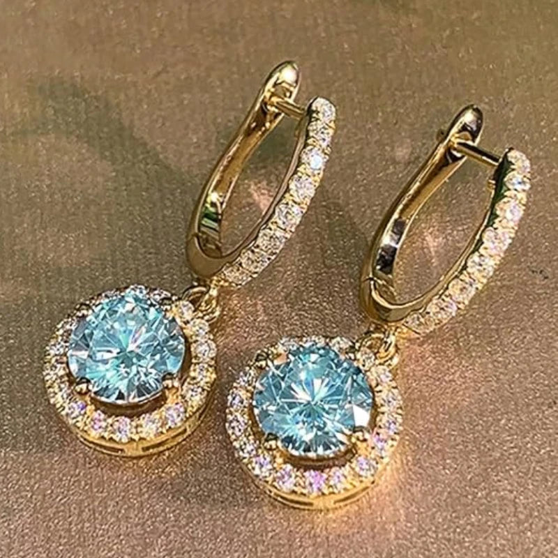 Huitan Versatile Classic Design Round Dangle Earrings For Women Dazzling Crystal CZ Engagement Wedding Jewelry Statement Earring