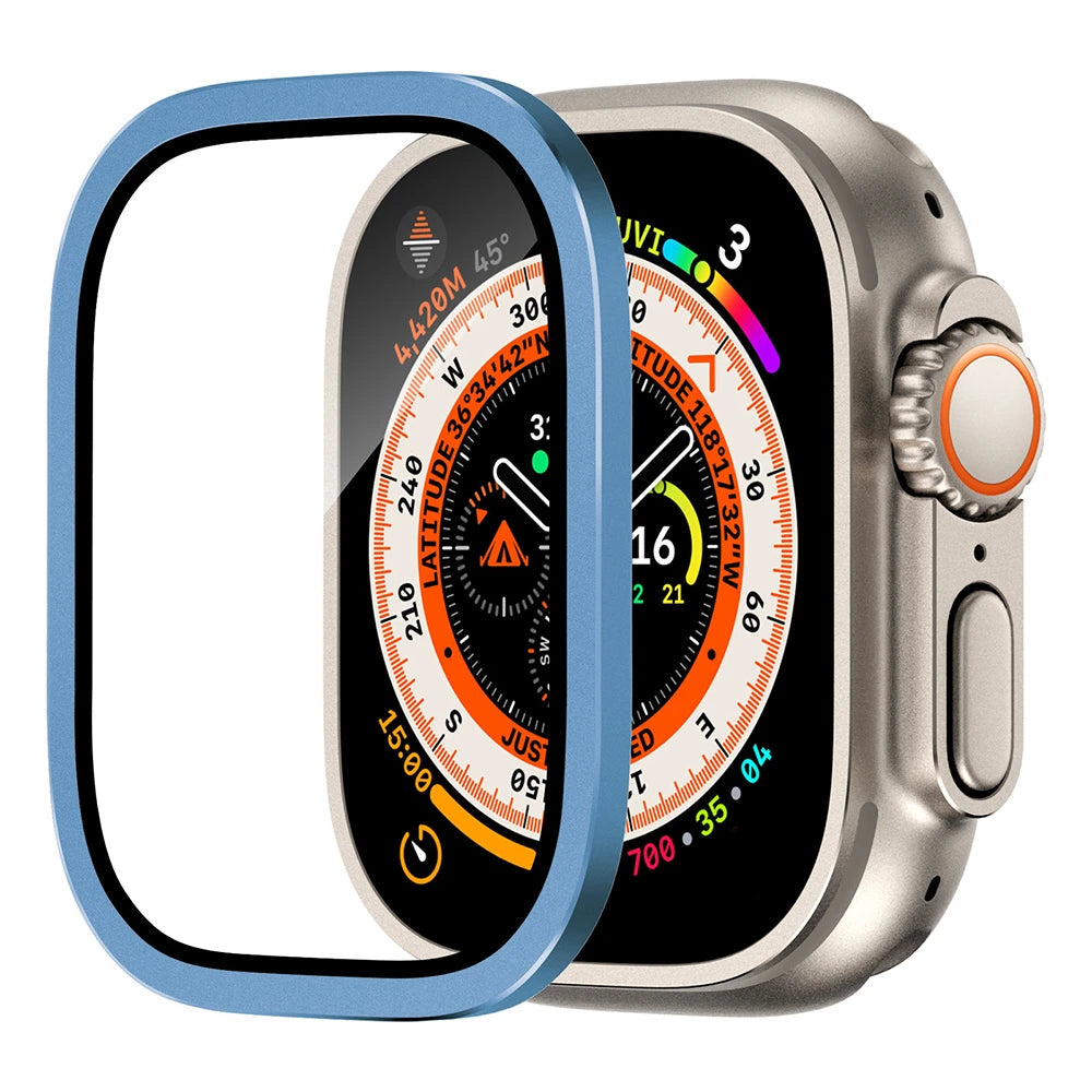 Tempered Glass for Apple Watch Ultra 2 49mm Screen Protector Metal Frame Anti-Scratch for IWatch Series Ultra 49 mm Accessories