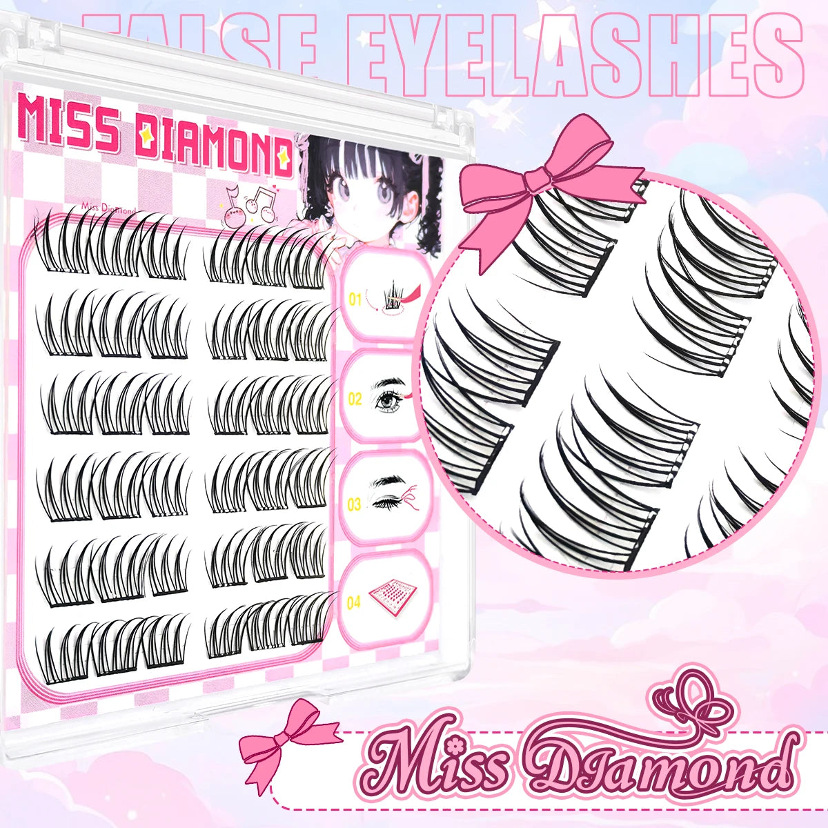 Glue Free False Eyelash, Natural Style False Eyelash, Reusable, Suitable for Beginners, ACE & Lazy Trilogy Style