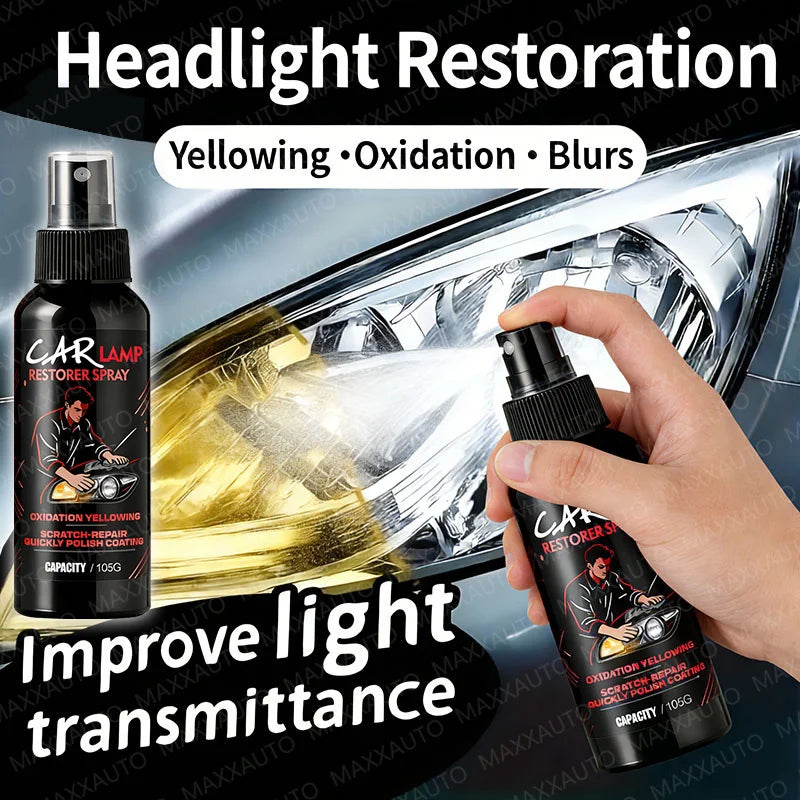 Car Headlight Restoration Polishing Kit - Headlamp Scratch Remover Repair Cleaning Paste Remove Oxidation Headlight Polish Spray