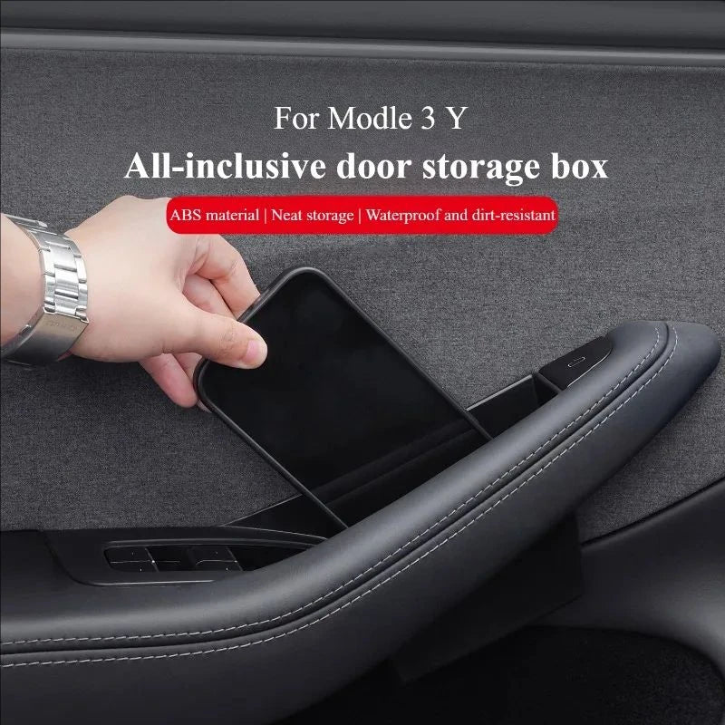 For Tesla Model 3 Y YL Juniper Highland 2020-2026 Door Handle Storage Box Inner Handle All-inclusive Organizer Container Tray