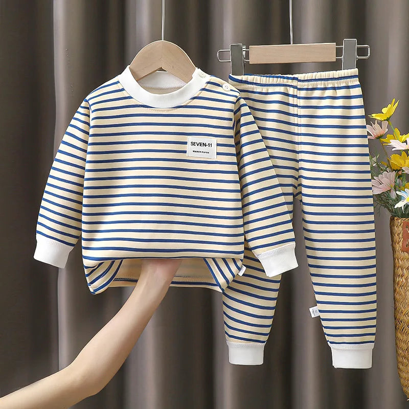 Children's Clothing Autumn  Winter Warm Clothes Girls' Long Sleeved Top with Plush Bottom Baby Boys' Top and Pants Set