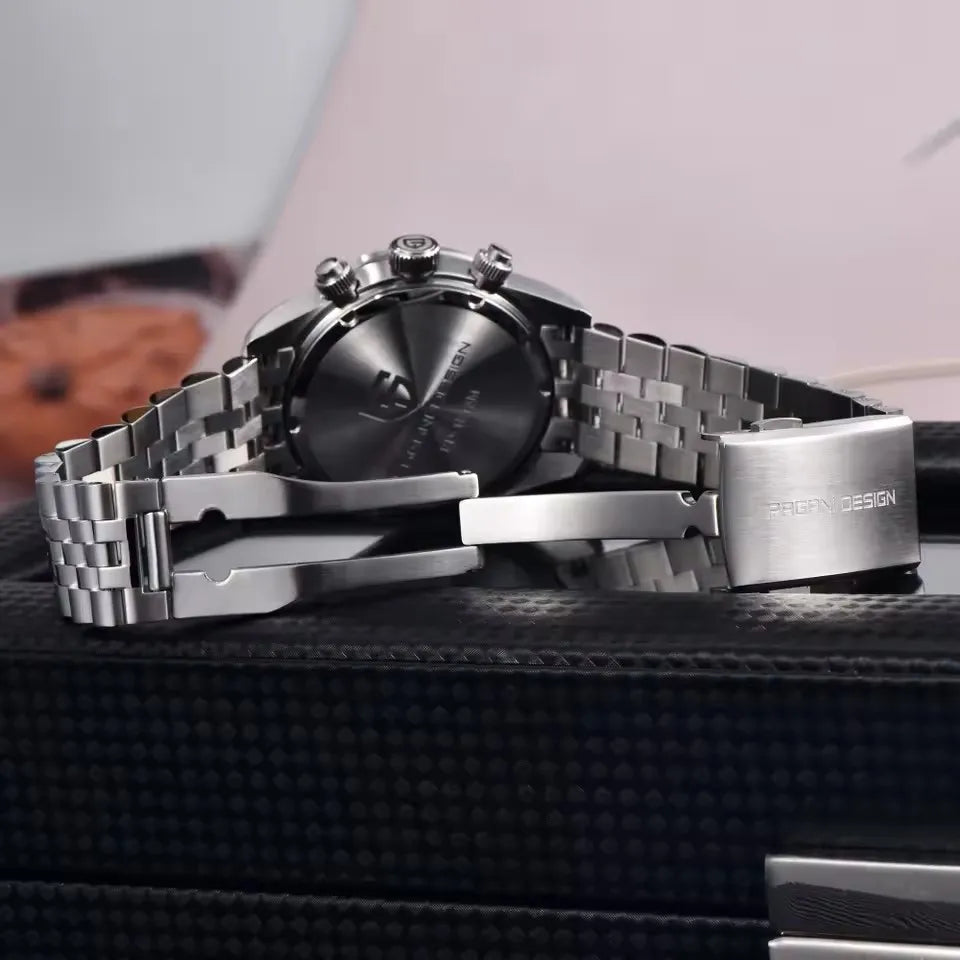 2026New PAGANI DESIGN Quartz Panda Dial Watch Sapphire Luxury Luminous 500 Bezel Men Watch 316L All Steel Japan Movt Chronograph