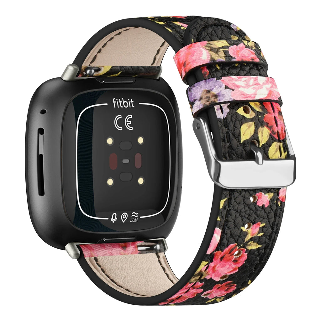 Real Leather Watch Band For Fitbit Versa 3/Versa 4 Strap Bracelet For Fitbit Sense/Sense 2 Band Adjustable Wristband Replacement