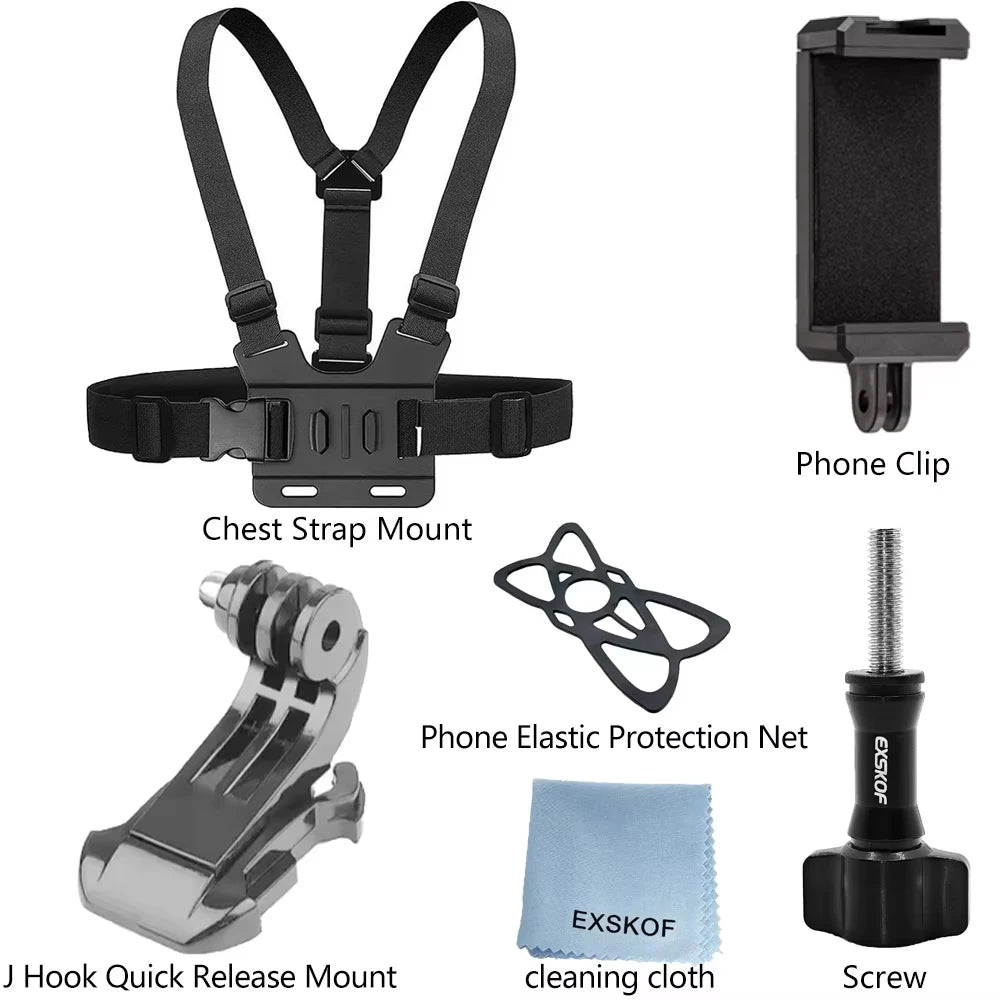 Mobile Phone Head Chest Strap Harness Mount Holder Kit Cell Phone Clip for IPhone/Samsung for GoPro AKASO DJI Osmo Action Camera