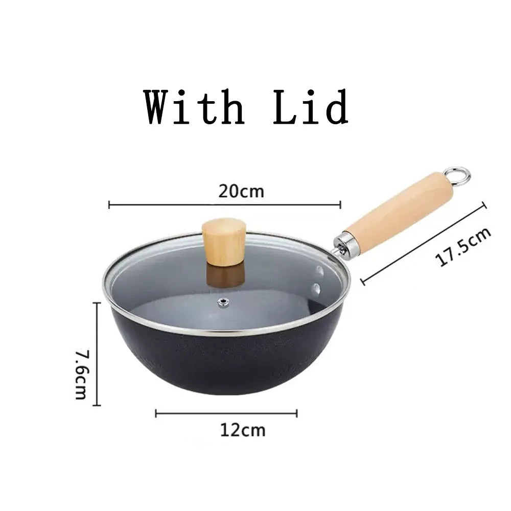 Uncoated Flat Bottom Wok Small Iron Wok for Stir-Fry Cooking Stove Induction Cookware Accessories Kitchen Supply