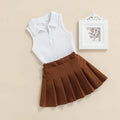 2-7Y Kids Girls Summer Clothes Sets 2026 Fashion Ribbed Sleeveless Tops + Pleated Skirts Sweet Outfits for Children Baby