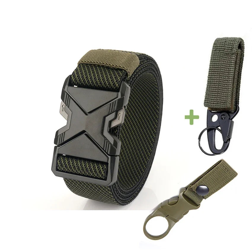 New Quick Release Metal Pluggable Buckle Tactical Belt Breathable Elastic Military Belts For Men Stretch Pants Waistband Hunting